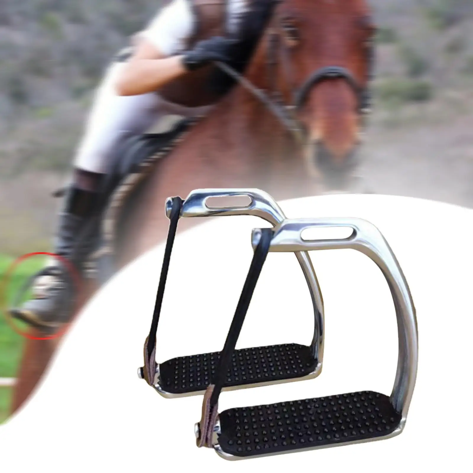 2x Rubber Pad Horse Pedal Training Tool Durable Heavy Duty Lightweight Horse Riding Stirrups for Racing Kids Accessories Adults