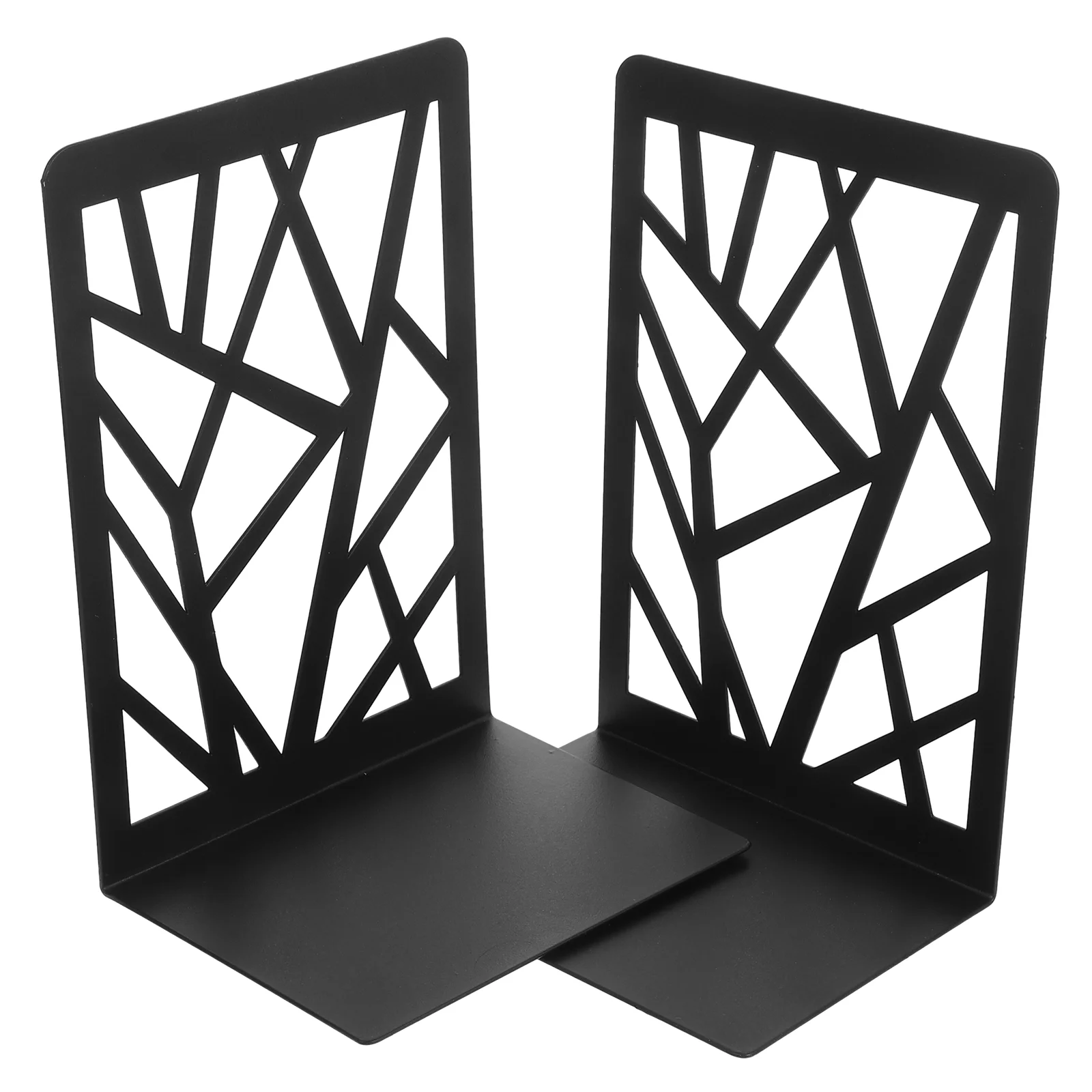 

2 Pcs Book Stand Reading Ends for Room Metal Bookshelf Organizer Bookend Black Stopper Shelves Bookends