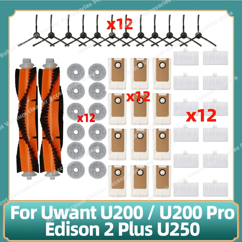 Compatível com Uwant U200u200 Proedison Plus U250 Escova Principal Lateral Pano de Limpeza Filtro Hepa Bolsa de Poeira Acessórios Peças