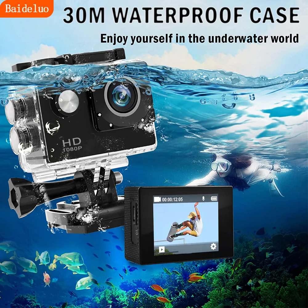 Underwater Waterproof Sports Camera Multifunctional Outdoor Riding Sports DV Skiing Diving Action Camera Video Camera For Helmet