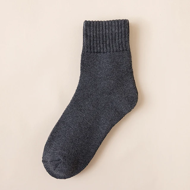 New Winter Vrouwen Socks Dikke Warme Effen Kleur Wol Harajuku Retro Koude Slip Mode Toevallige Kasjmier Modieuze Sokken 1-Pair B