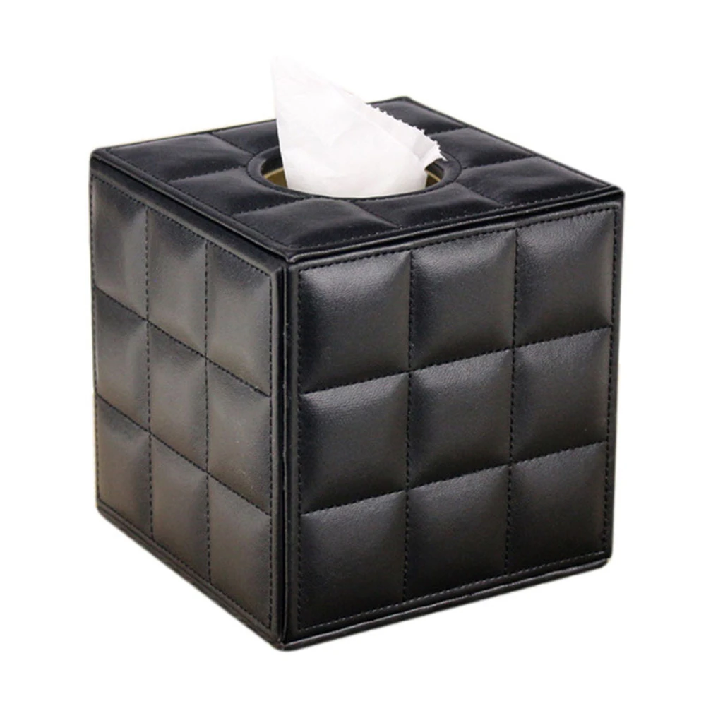 Creative Desktop Roll Paper Box, PU Leather Tissue Case, Cube Napkin Holder, Kitchen Pumping Tray, European Fashion Storage Box 6
