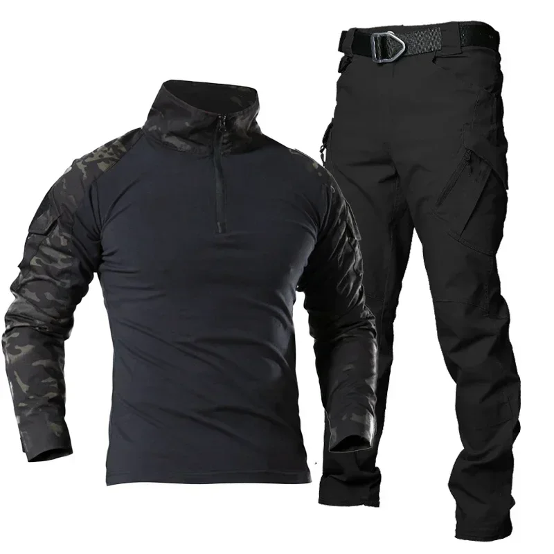 Hunting Uniforms Set Men Camouflage Breathable Multicam Black Suit Hiking Shirt Tactical Cargo Uniform Hunting Set tactical suit combat uniform