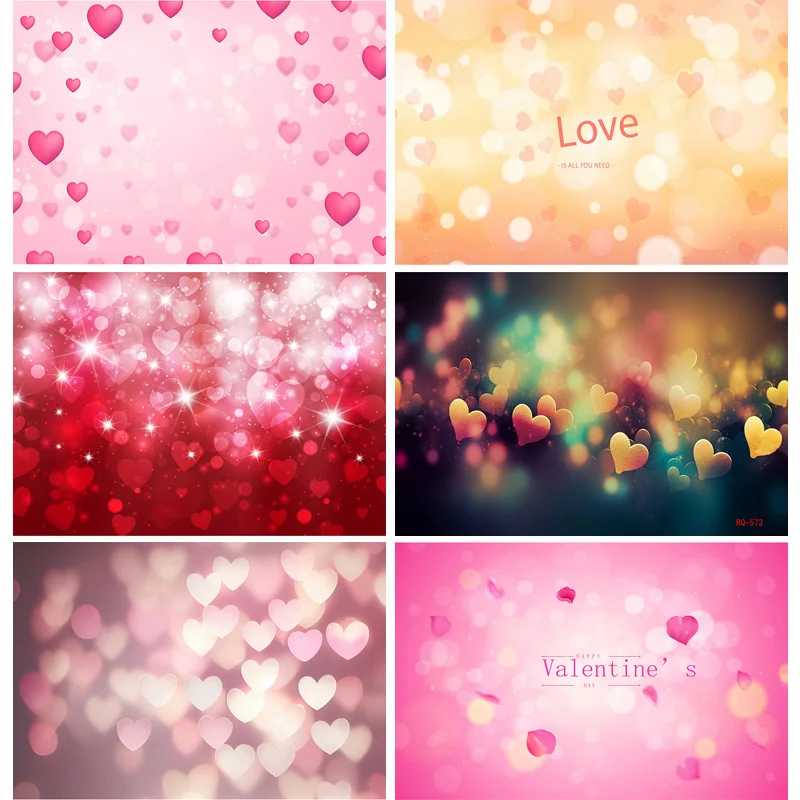 

SHENGYONGBAO Bokeh Abstract Dream Photography Backdrops Red Heart Valentine's Day Romantic Love Photo Studio Background RQ-11