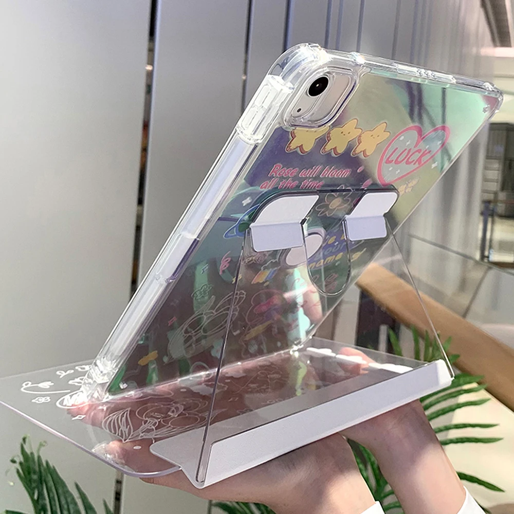 Sleek Transparent iPad Protective Case with Pencil Holder