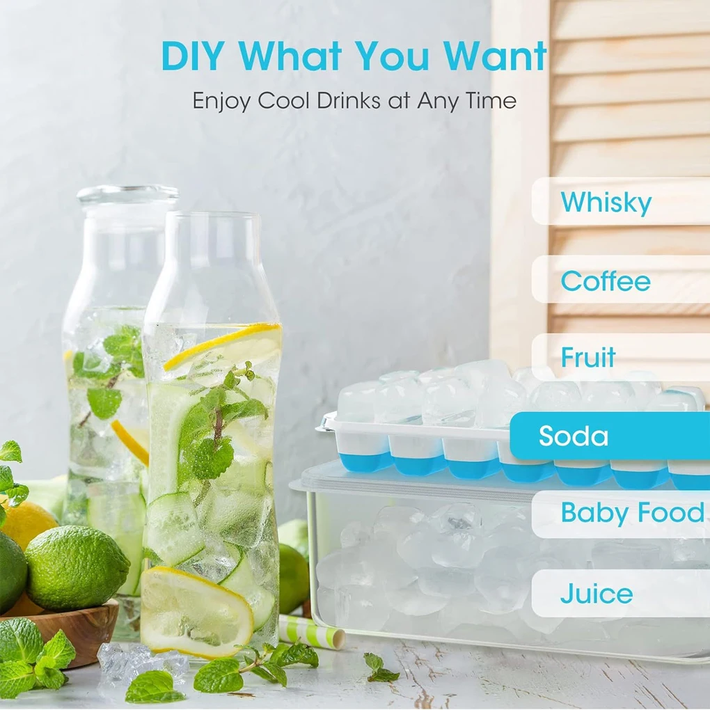 Freezer Safe Ice Cube Mold Easy To Tray With Removable Lid Silicone Trays Easy Ice Removal