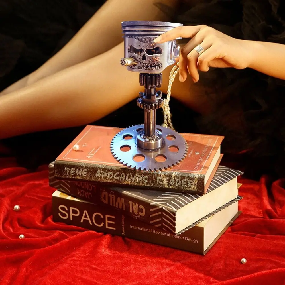 Creative Carving Piston Skull Face Halloween Party Statue Skull Man Head Figurine Sculpture Realistic Skeleton Office Home Decor