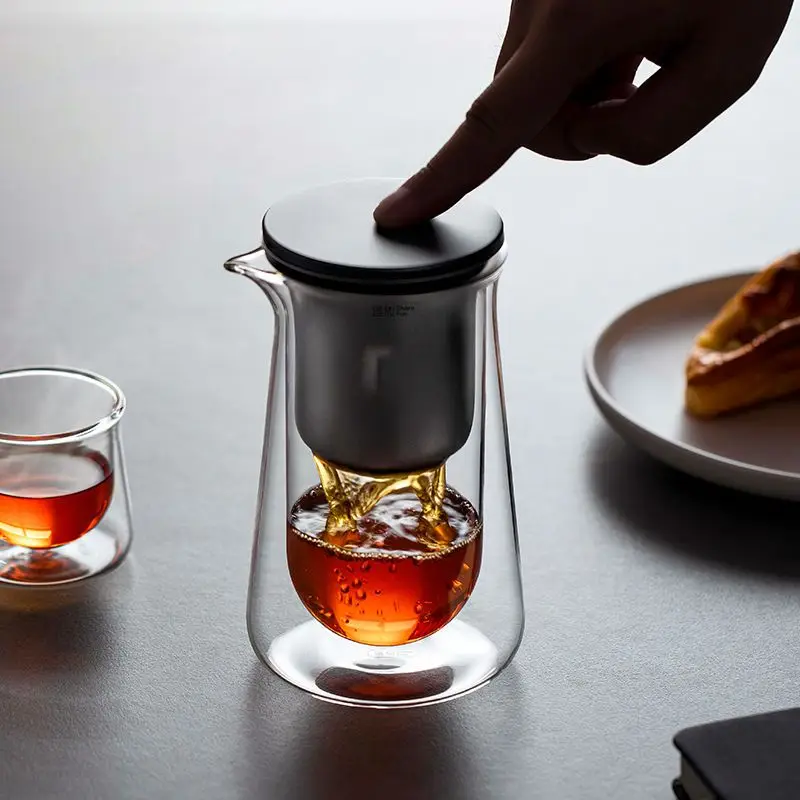 Enchanti Tea Pot, Enchantipot Magic Tea Pot With Wooden Handle, Water Separation Glass Teapot, Witchcrafts Teapot, Enchanti Glass Teapot With Strainer