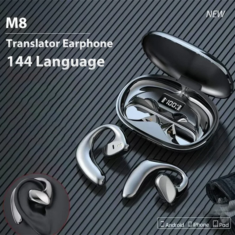 Bluetooth 5.1 Translation Headphones 144 Languages Instant Translate Smart Voice Wireless Music Earphones Translator