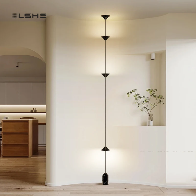 Modern Living Room Hallway Wall Floor Lamp Cone Design Art Decorative Iron Hanging Cable Floor Lamp for Bedroom Indoor LED
