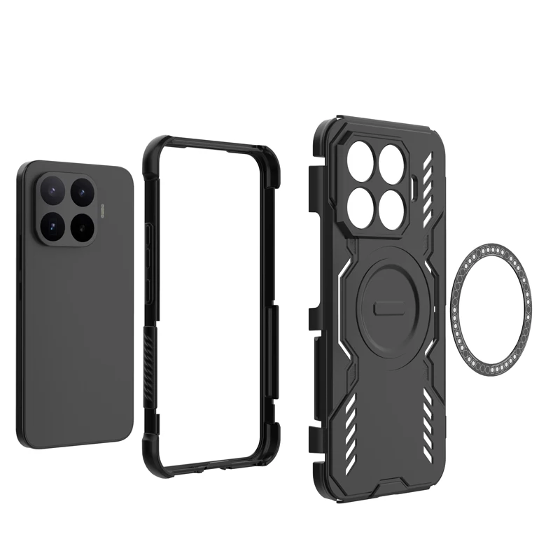 Magnetic Wing Shield Phone Armor Case - Hard PC + Soft TPU, Wireless Charging Compatible