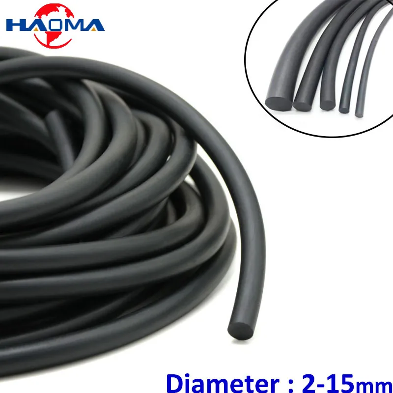 1M Fluorine Rubber Solid Strip Black Round Rubber O-Ring Bar Seal Oil Resistance Not Foaming Diameter 2mm 4mm 5mm 8mm 10mm 15mm