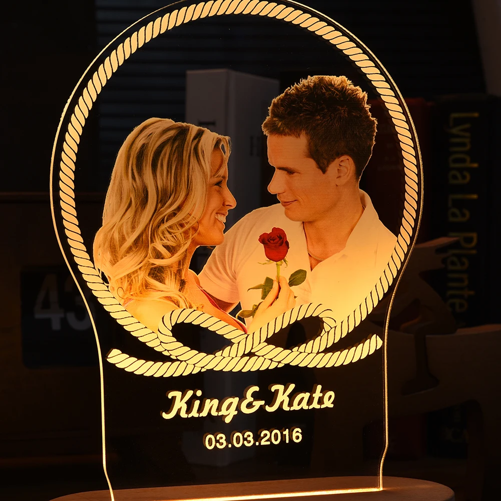 Custom Lovers Photo Frame Night Light Personalized Couple Gifts Unique Birthday Anniversary Valentine\'s Day Christmas Gifts