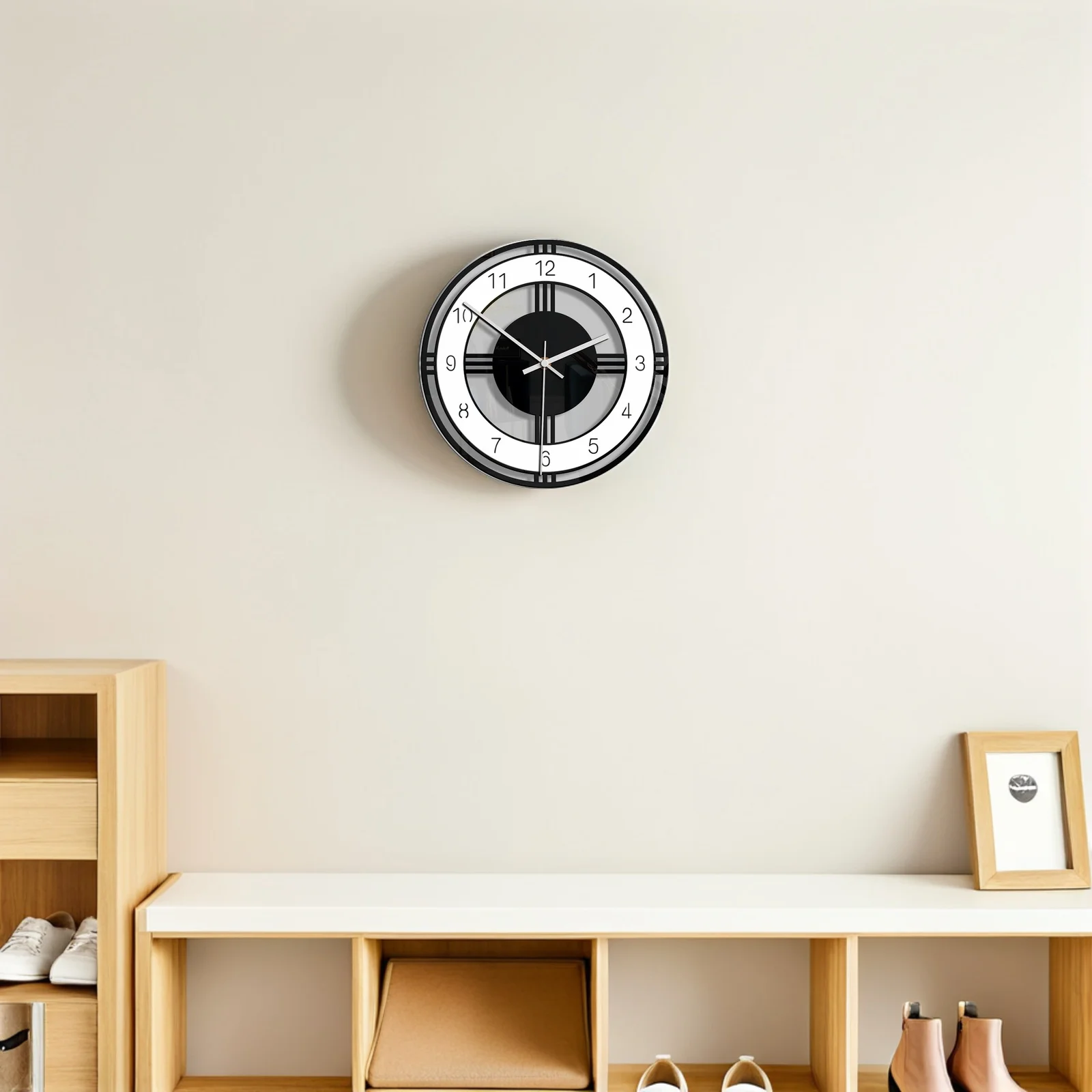 Black & White Round Wall Clock – Silent Acrylic Home & Office Decor 4
