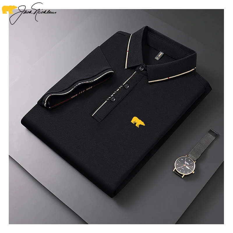 

2024 Embroidery Jack Nicklaus Summer New Men's Anti-pilling Polo Shirt Short Sleeve Casual Business Slim Fit Polo Shirt for Men