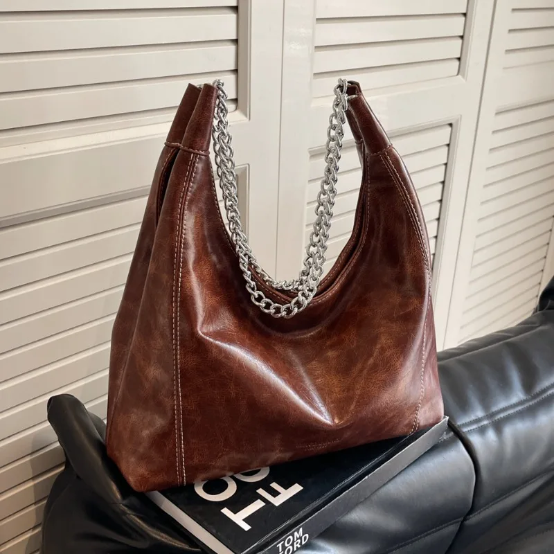 

Pu High Capacity Fashion Shoulder Bags Ladies Bags 2024 High Quality Solid Color Sewing Thread Chain Tote Bolsos De Señora