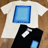 High Quality Blue Gradient Square Letter Print CASABLANCA T-shirts Round Neck Cotton Short Sleeve 3XL Casa T Shirt for Men Women 1