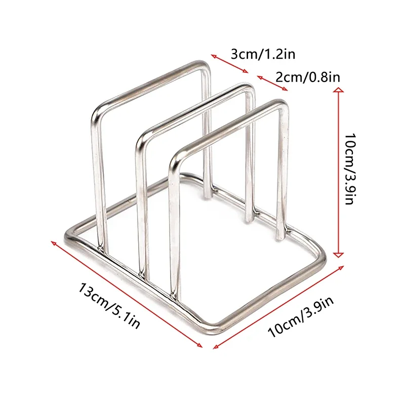 Durable Stainless Steel Cutting Board Holder Rustproof 2 Sectional Pot Lid Stand Space Saving Kitchen Storage Rack