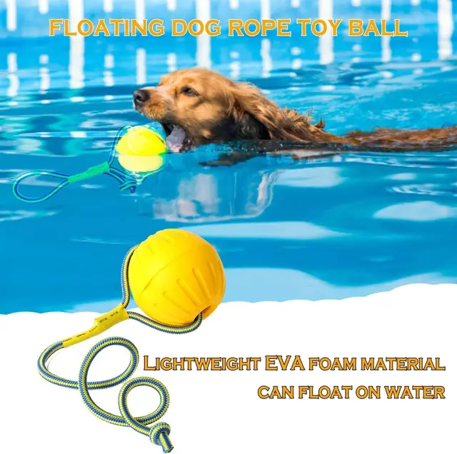 EVA pet toy ball dog floating  training dog pull ring bite resistant teeth grinding pet ball wear rope ball 5