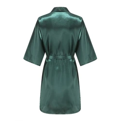 Elegant Satin Team Bride Kimono Pajamas in White Lettering - S (Without writing)