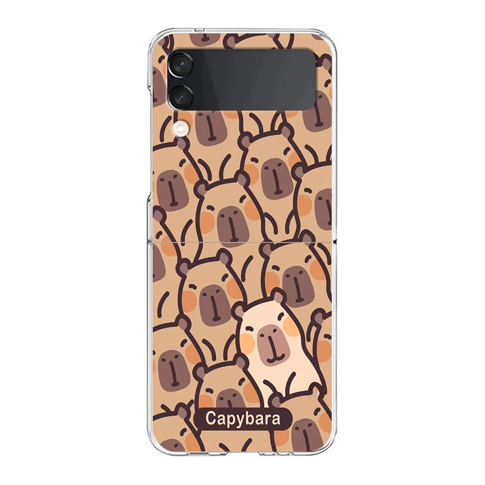 Cartoon Capybara Harte PC-Handyhülle für Samsung Galaxy Z Flip 5 4 3, transparente Abdeckung für Galaxy Z Flip 6, faltbar, stoßfest – Detail 2