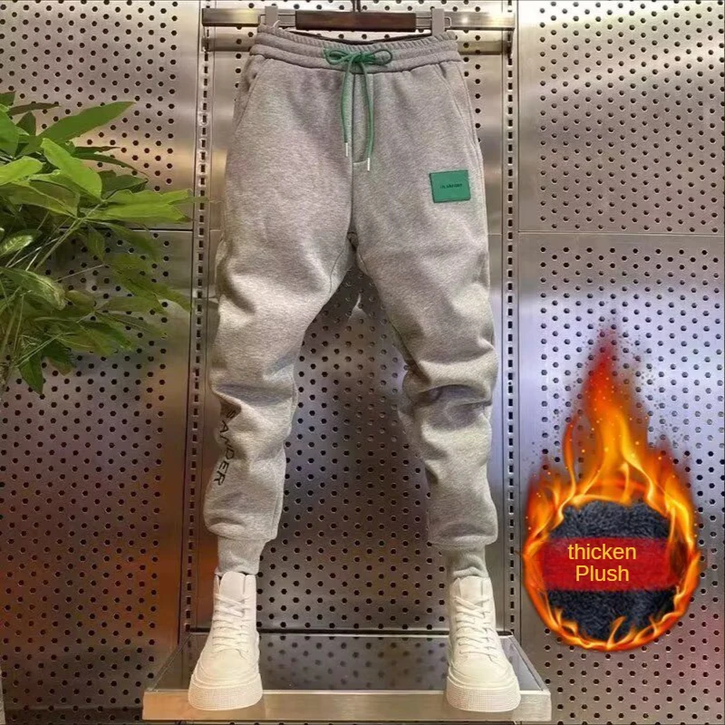 Track Pants Men 2022 Winter Sport Trousers Joggers Fleece Wool Baggy Pants Embroidery Letter Sweatpants Men Free Shipping