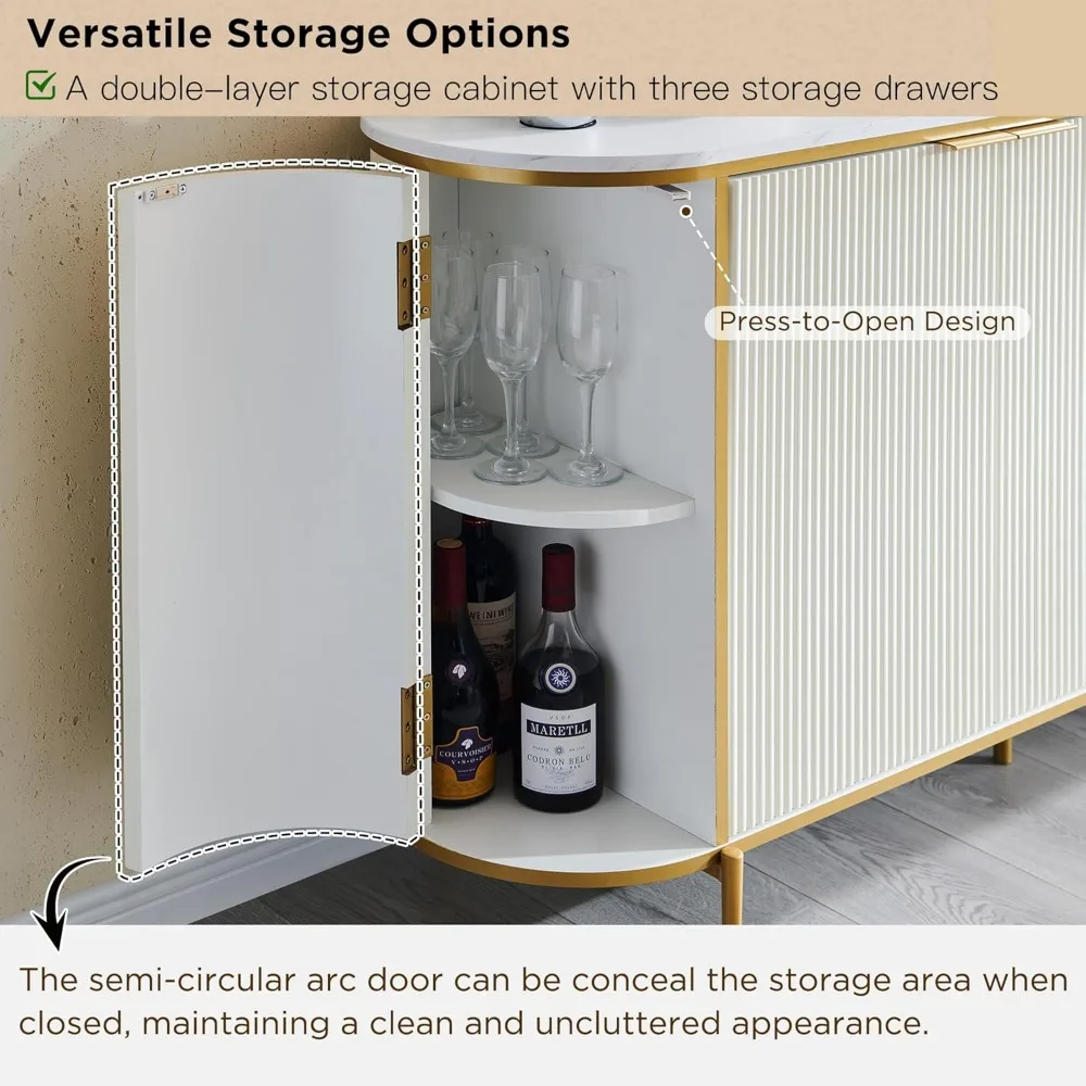 Modern 60" Buffet Table Coffee Bar Wine Bar Storage Console Cabinet, Accent Table for Dining Room, Living Room 5