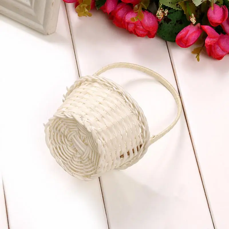 1PC Handmade Flower Arrangement Basket Half Moon Wicker Basket Woven Basket With Handle Wedding Flower Home Decoration 5