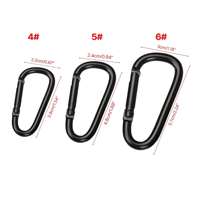 270C 4Pcs D Rings Clip Hook Spring Snap Clip Hook Climbing Carabiner Buckles Keychains for Camping, Hiking, Fishing