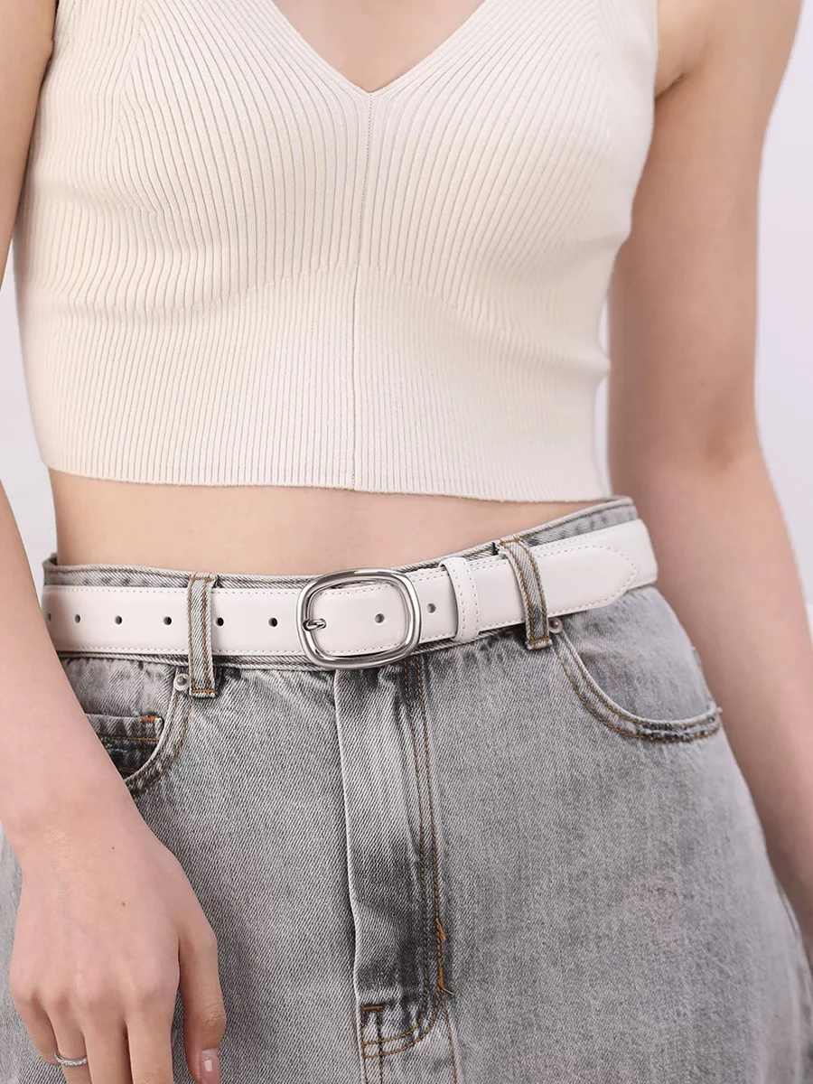 Damen-Gürtel aus echtem Leder, modisch, mehrfarbig, Taillengürtel für Jeans, Hosen, schicker Damengürtel mit Dornschließe – Detail 6