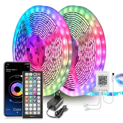 RGB Music Sync LED Strip Lights with Built - in Mic & App Control - 15m (12V 18LEDS PER M)