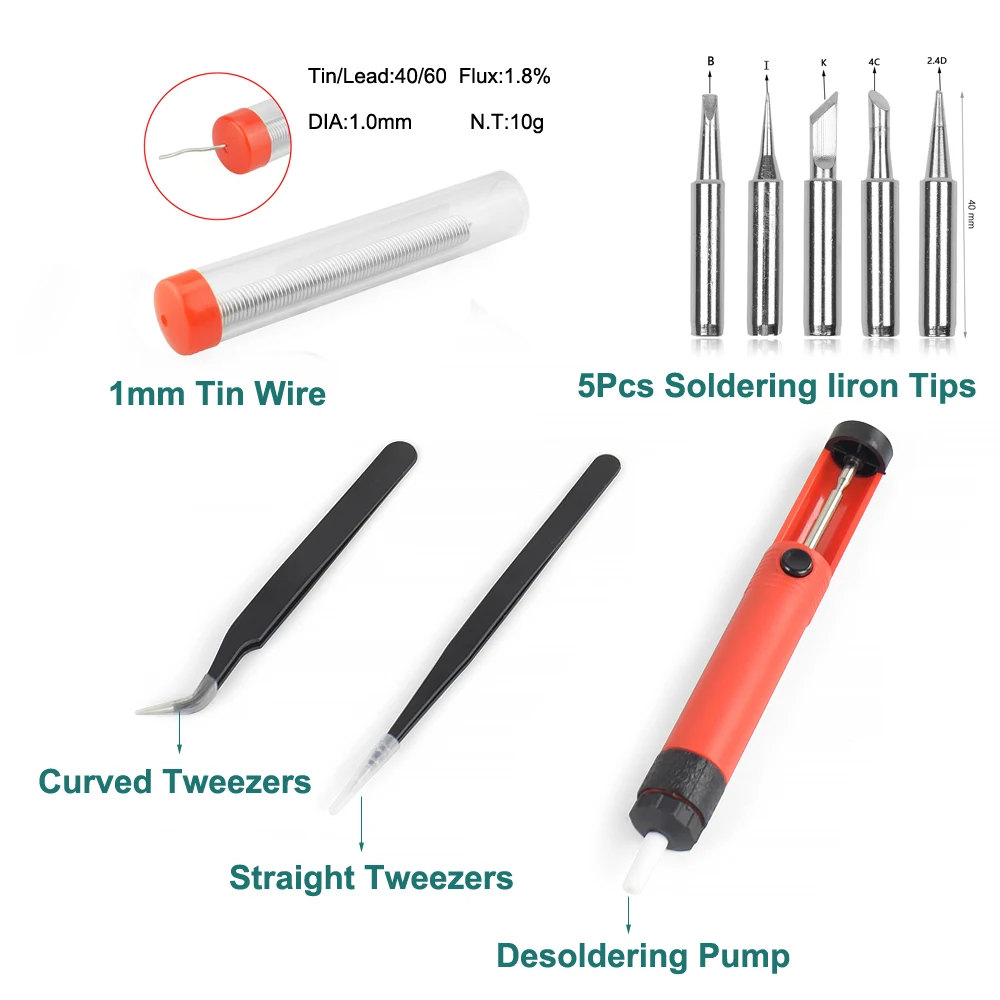 NEWACALOX 8898 2-in-1 Rework Soldering Station Hot Air Gun Electric Soldering Iron ℃/℉ Temperature Adjust for PCB IC Repair