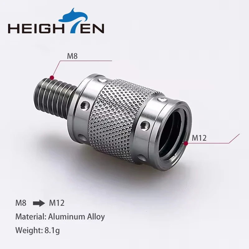 Landing Net Handle Connector 8mm/12mm Thread Adapter Fishing Tackle Aluminum Alloy fishing landing net fishing net