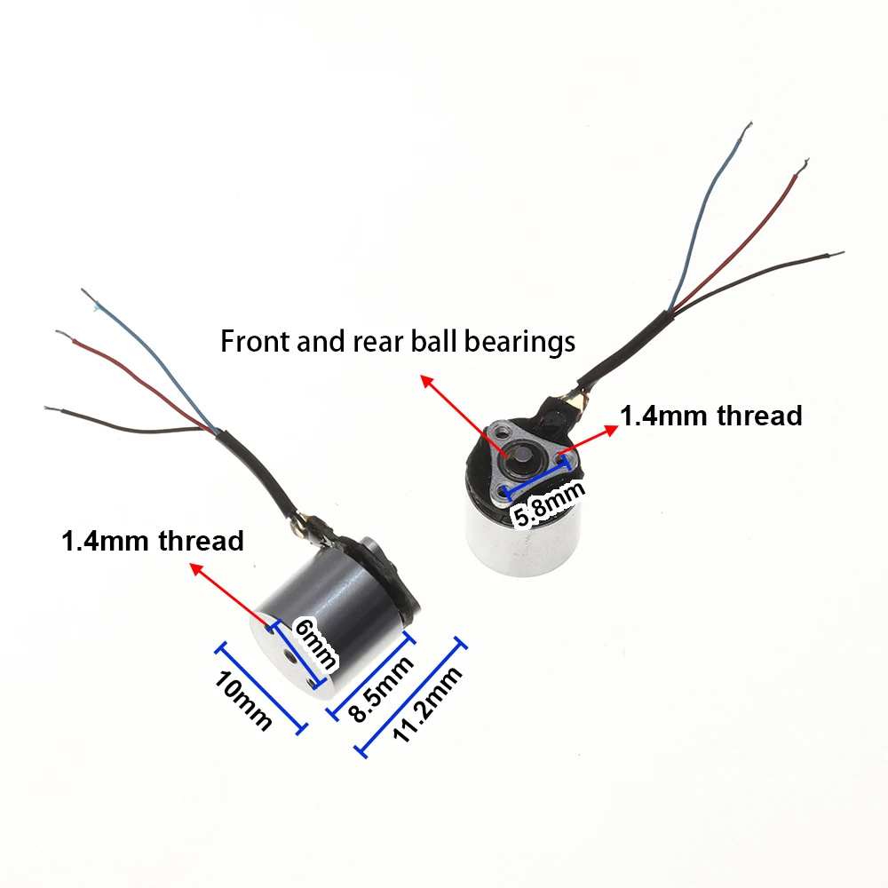 Micro moteur sans balais 6700KV 1-2S pour avion miniature, montrant le stator et le rotor.