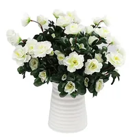 Outdoor Fall Artificial Red Azalea High Quality Flowers Bushes UV Resistant Decor Fake Flowers Home Decorations Small For Garden 3