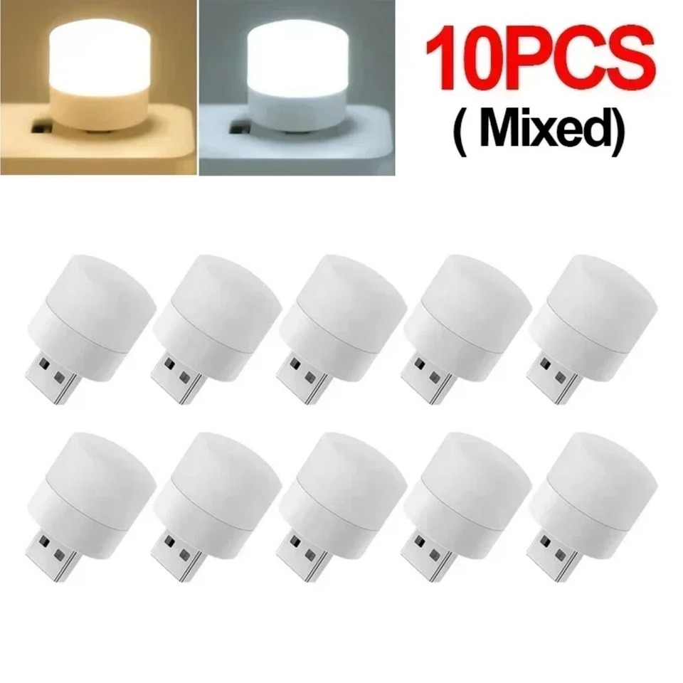 50-5PCS USB Night Light Mini LED USB Plug Lamp Power Bank Charging USB Book Lights Round Reading Eye Protection Lamp LT019