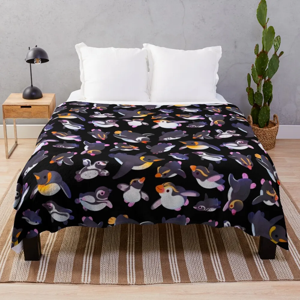

Penguin day - Name/dark Throw Blanket warm winter Hairys Designers Heavy Luxury St Blankets