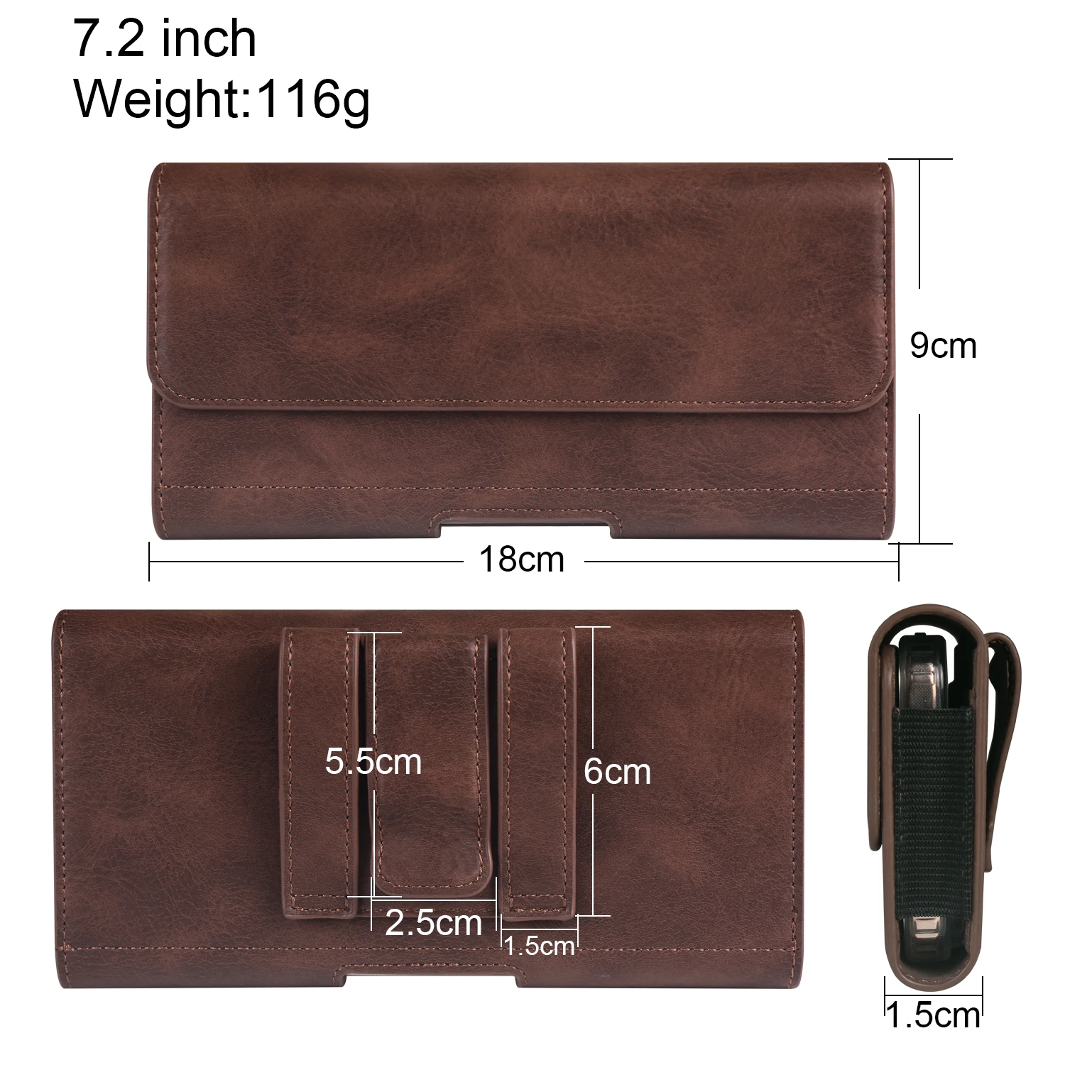 Universal Horizontal Elastic Waist Phone Pouch with Card Pocket - PU Material Holster
