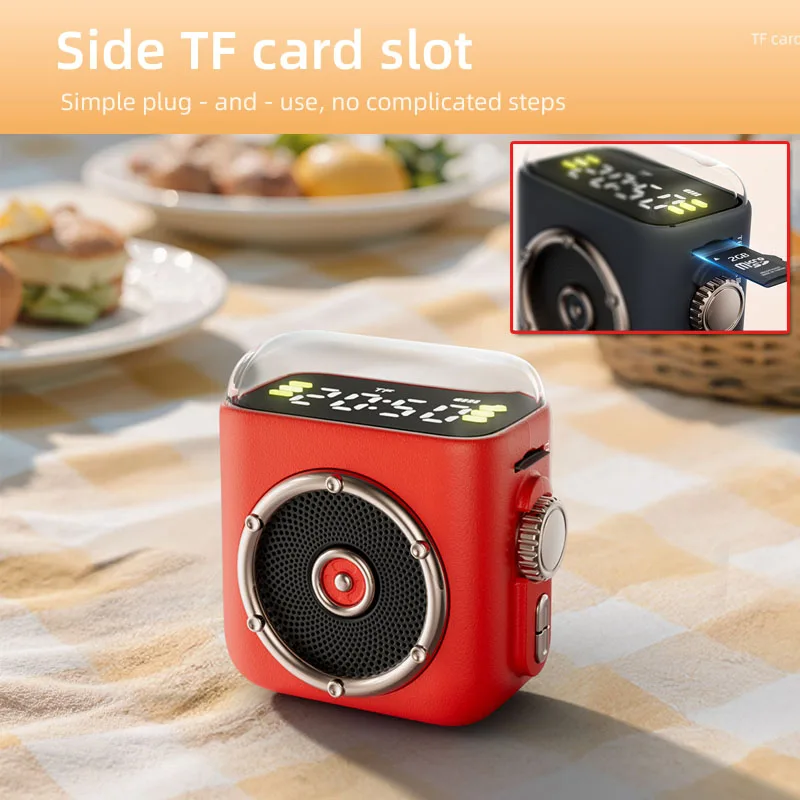 Mini Magnetic Backclip Bluetooth Speaker Time Display Hifi Sound Music Box Wireless Night Light MP3 Music Player Handsfree Call