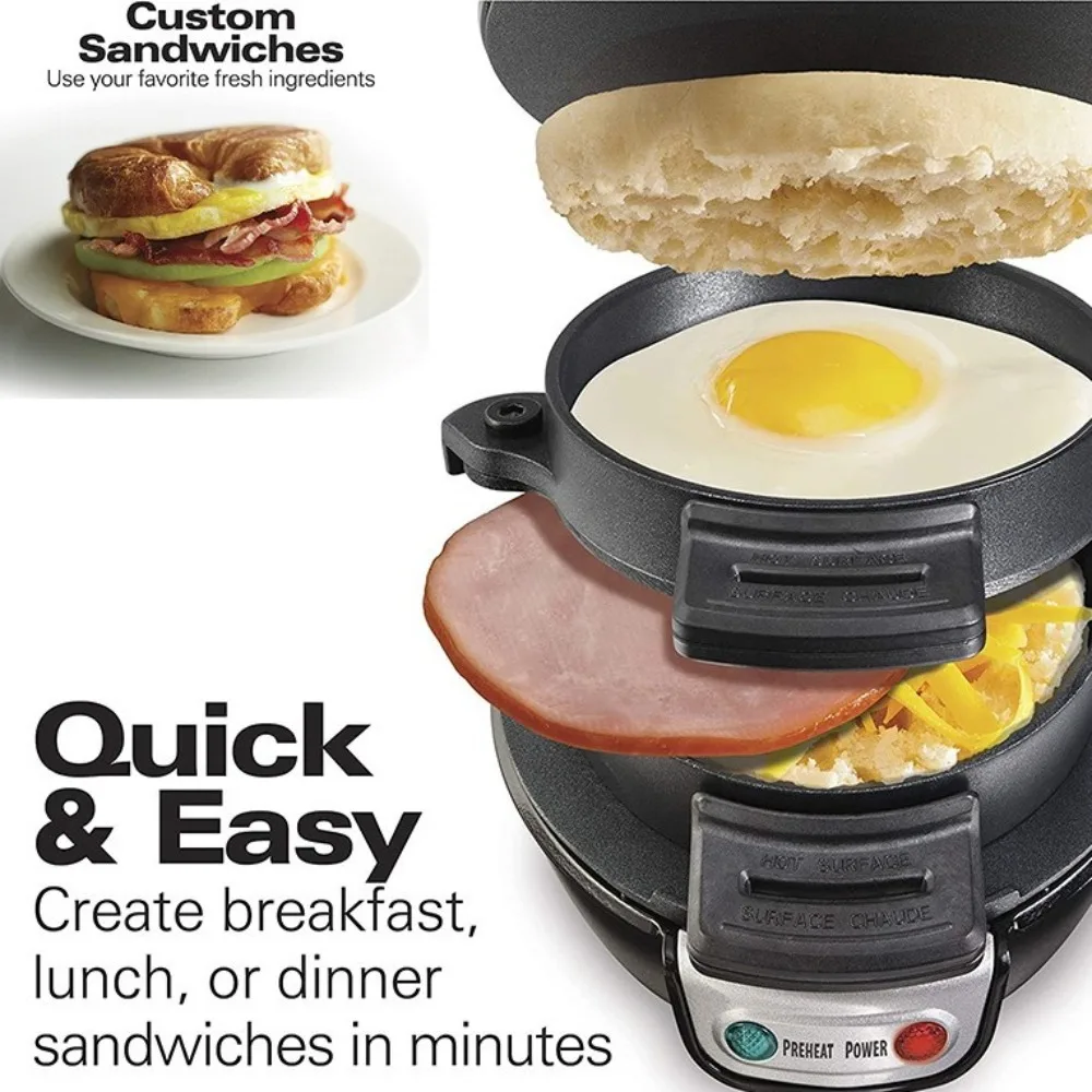 Portable 220V 110V Multifunctional Burger Machine Non Stick Plates Electric Waffle Machine Mini Breakfast Maker US Plug EU Plug