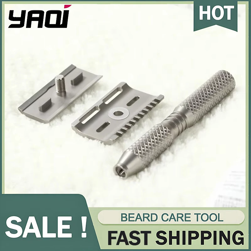 YAQI Ghost 90DC 크로스 그레인 패턴 티타늄 경량 안전 면도기 0.90mm 블레이드 간격은 남성에게 편안하고 정확한 면도를 제공합니다.