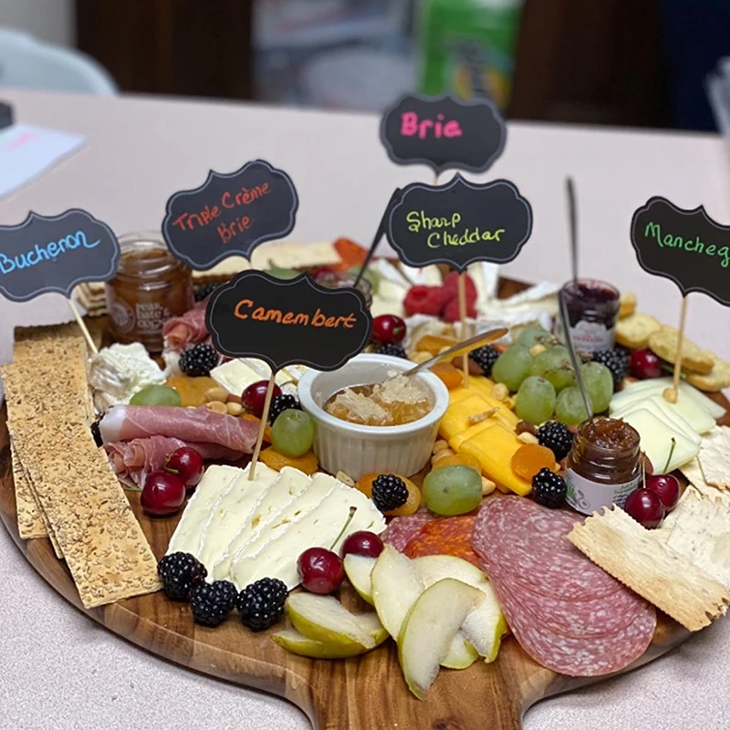 24 stücke Mini Tafel Pappe Nachricht Schiefer Flagge Marker Für Charcuterie Bord Buffet Etiketten Lebensmittel Tags Leere Zahnstocher Flaggen – Detail 6
