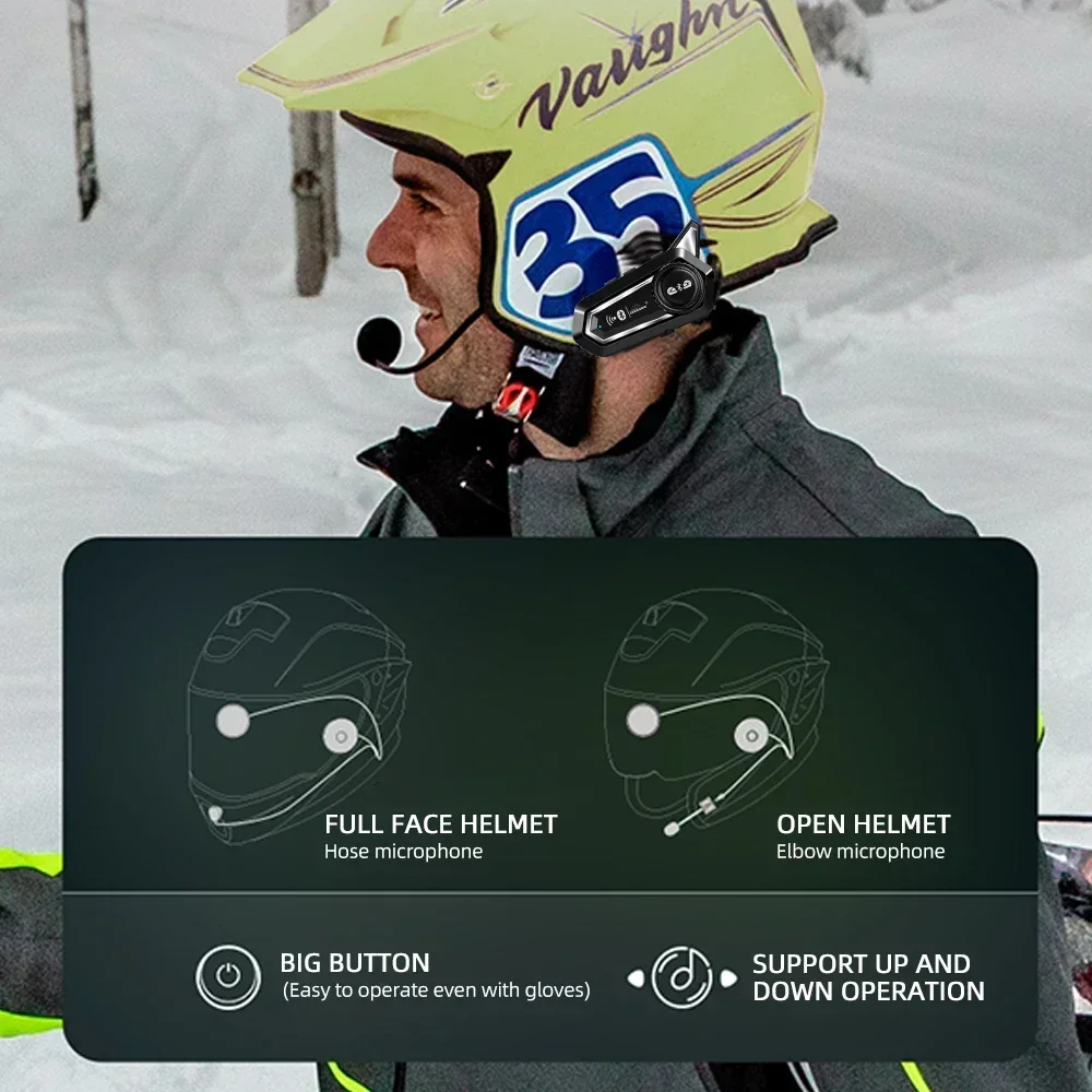 Helmet Intercom Bluetooth Hands Free Waterproof