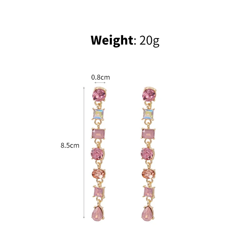 Dangle Earrings Drop Earrings Crystal Tassel Earrings Crystal Earrings Geometric Earrings Korean Fashion Pink Crystal Square Tassel Drop Earrings For Women Girls Jewelry Gifts