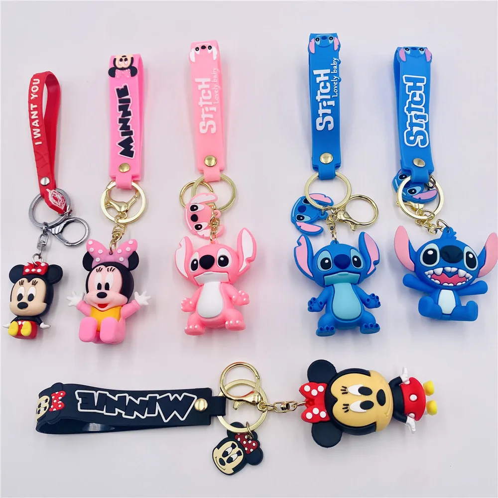 Disney Stitch Keychains Variety of Cartoon Minnie Angel Cute Doll
