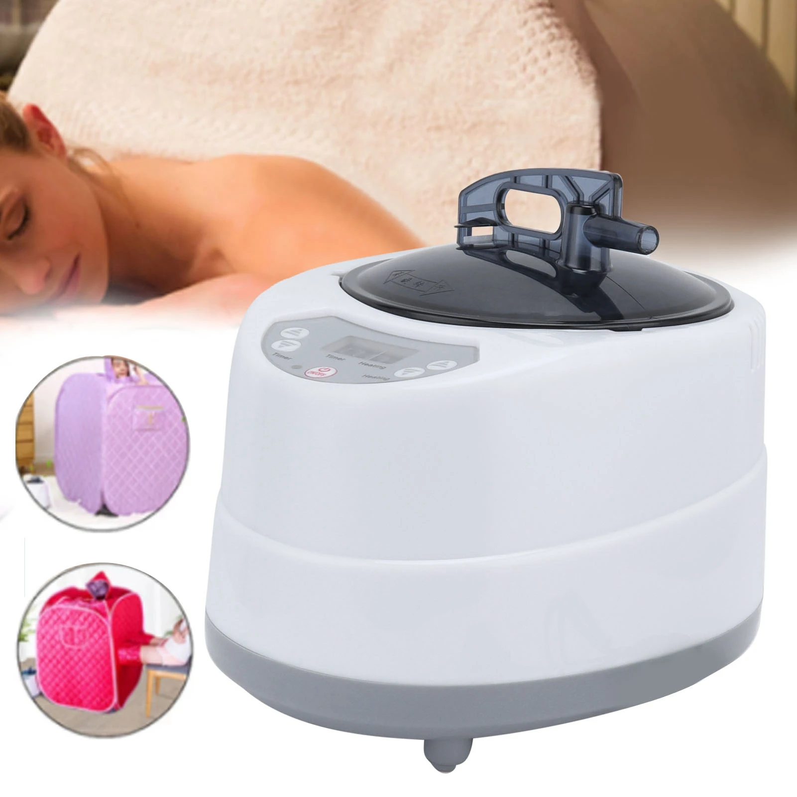 1000W Household Sauna Steamer Pot 2.0L Portable Sweat Spa Steam Pot for Body Detox 3