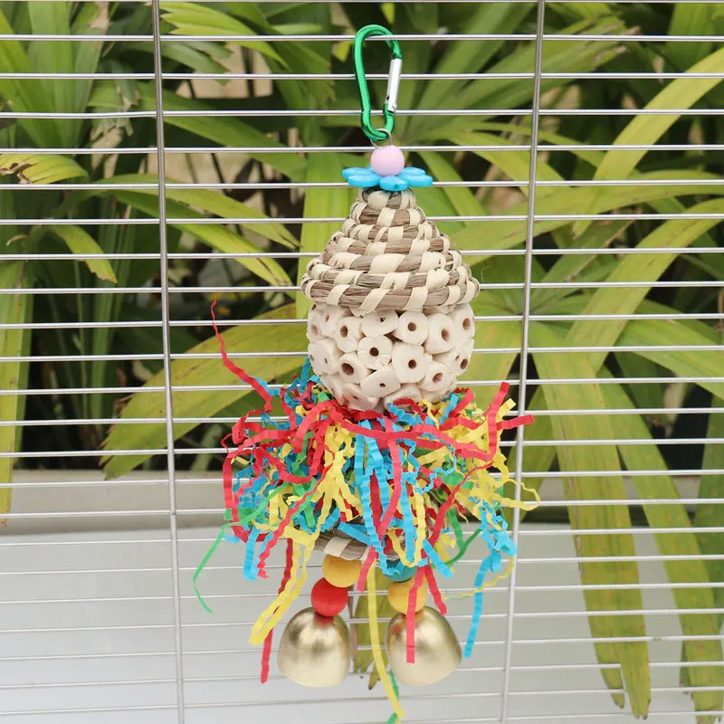 Bird toys Straw hats Colored shredded paper bells Chewy skewers Puzzle solving Cute doll shaped parrot toys parrot toy,bird toy