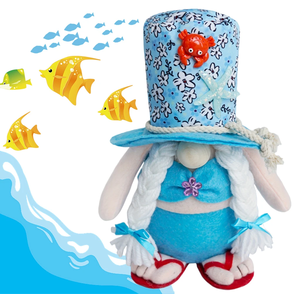 Plush Beach Gnomes Decorations with Weighted Base for Summer