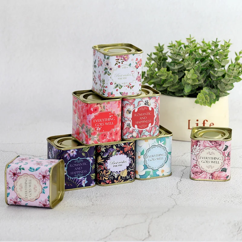 Sealed Storage Box Square Teaware Tea Leaf Can Jar Tin Iron Candy Can Vintage Jewely Box Kitchen Coffee Sugar Container tea tin box tea canister