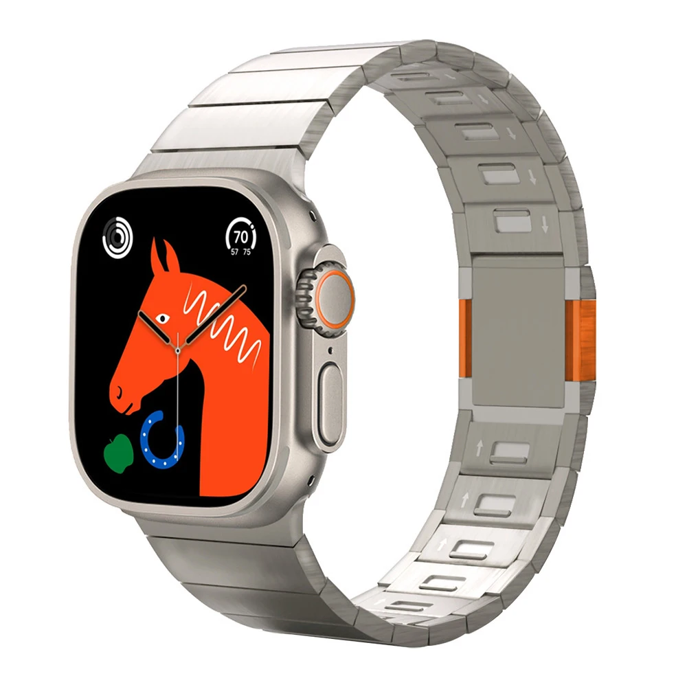 

Titanium Color Strap for Apple Watch Band Ultra 49mm Stainless Steel Link Bracelet iWatch SE 8 7 6 5 Correa 44mm 45mm 40mm 41mm